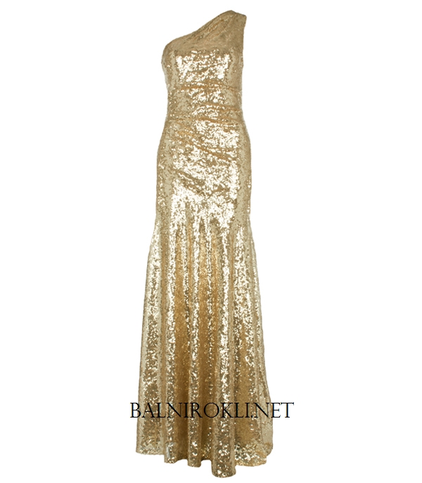дълга бална златна блестяща рокля