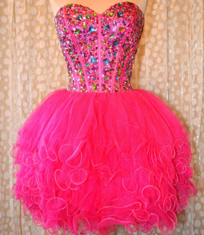 искрящо розова рокля тюл кристали