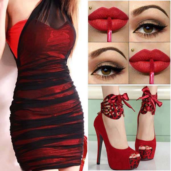 червена къса рокличка и обувки