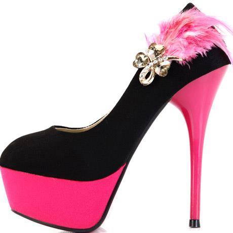 секси официални обувки в розово и черно