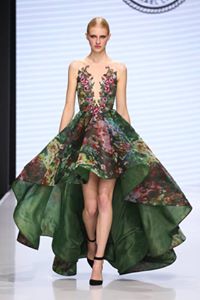 Асиметрична Коктейлна рокля флорален принт