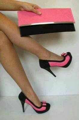  елегантни официални обувки с високи токчета розово и черно