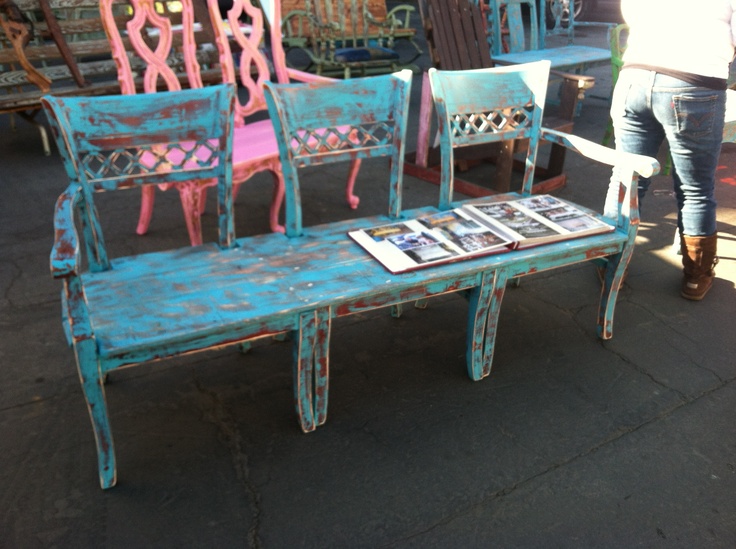 градинска пейка от стари столове