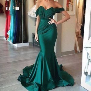 зелена бална дълга рокля
