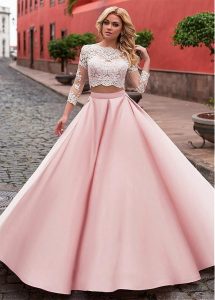 бална луксозна розова дълга рокля