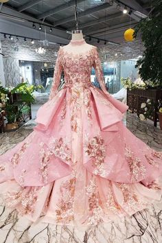 бална луксозна розова дълга рокля