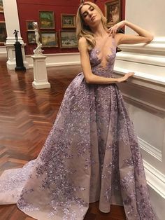 бална луксозна лилава дълга рокля